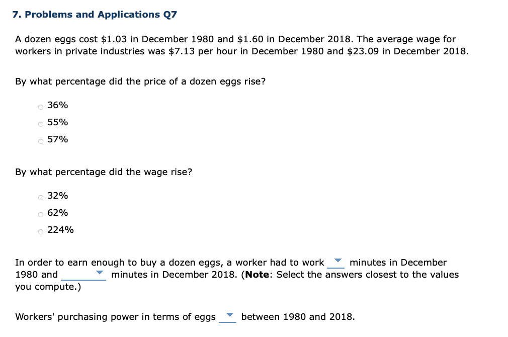 Solved 7. Problems and Applications Q7 A dozen eggs cost