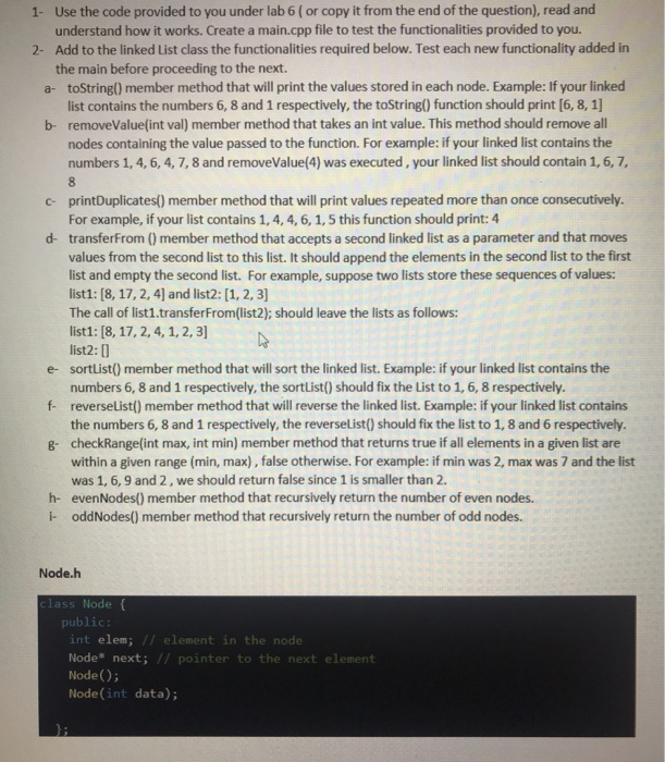 Solved Use the code provided to you under lab 6(or copy it | Chegg.com
