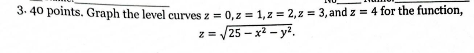 Solved 3.40 points. Graph the level curves z = 0,2 = 1, 2 = | Chegg.com