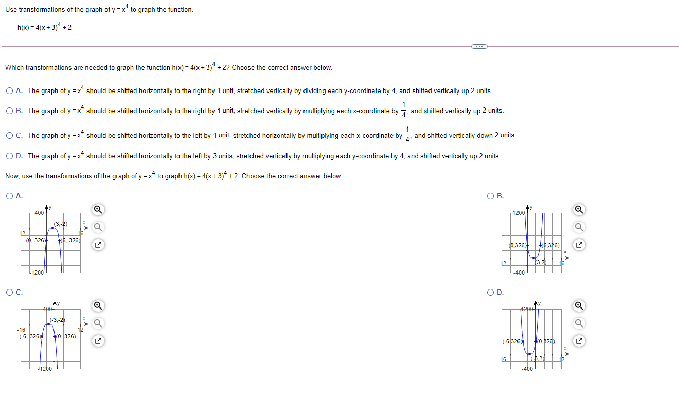 Solved Use transformations of the graph of y=x* to graph the | Chegg.com