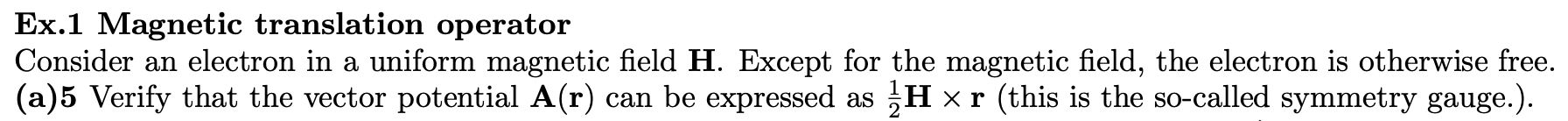 Solved Ex.1 Magnetic translation operator Consider an | Chegg.com