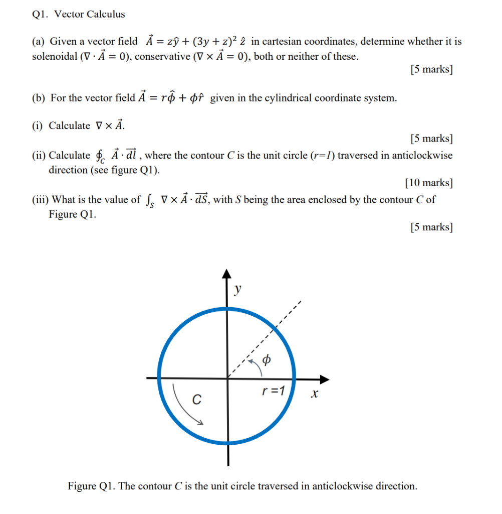 Solved Q1 Vector Calculus A Given A Vector Field A Z Chegg Com