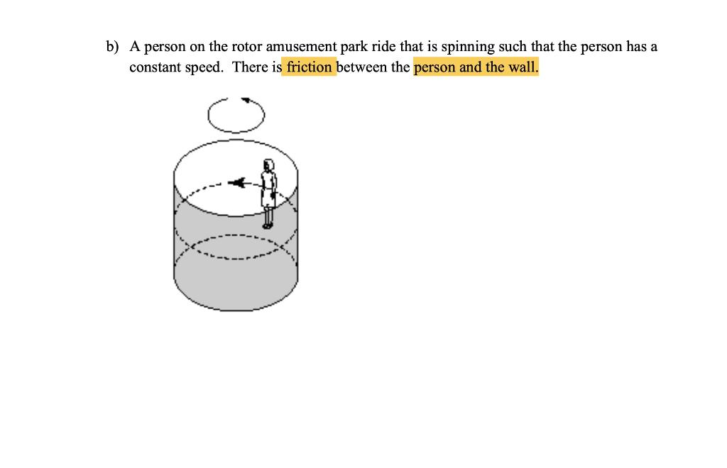 Solved b) A person on the rotor amusement park ride that is | Chegg.com
