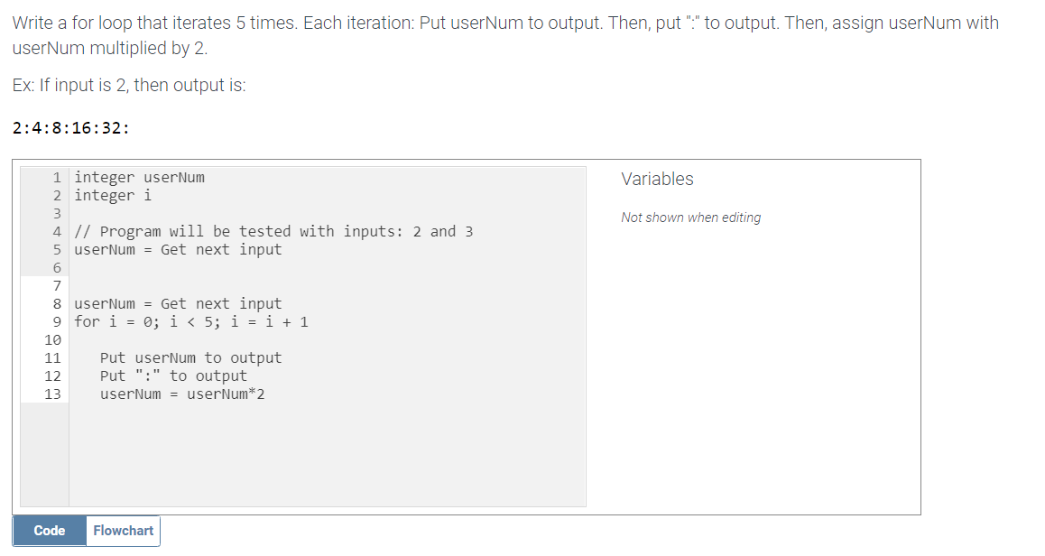 solved-write-a-for-loop-that-iterates-5-times-each-chegg