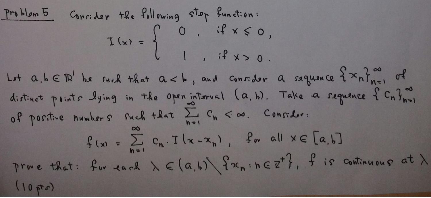 Solved I (x) = problem 5 Consider the following step | Chegg.com