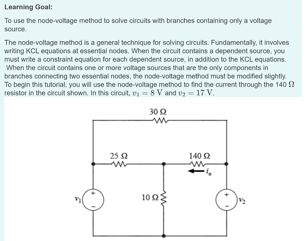 Solved Learning Goal: To Use The Node-voltage Method To | Chegg.com