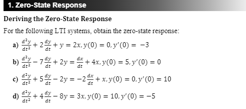 Solved Deriving the Zero-State Response For the following | Chegg.com