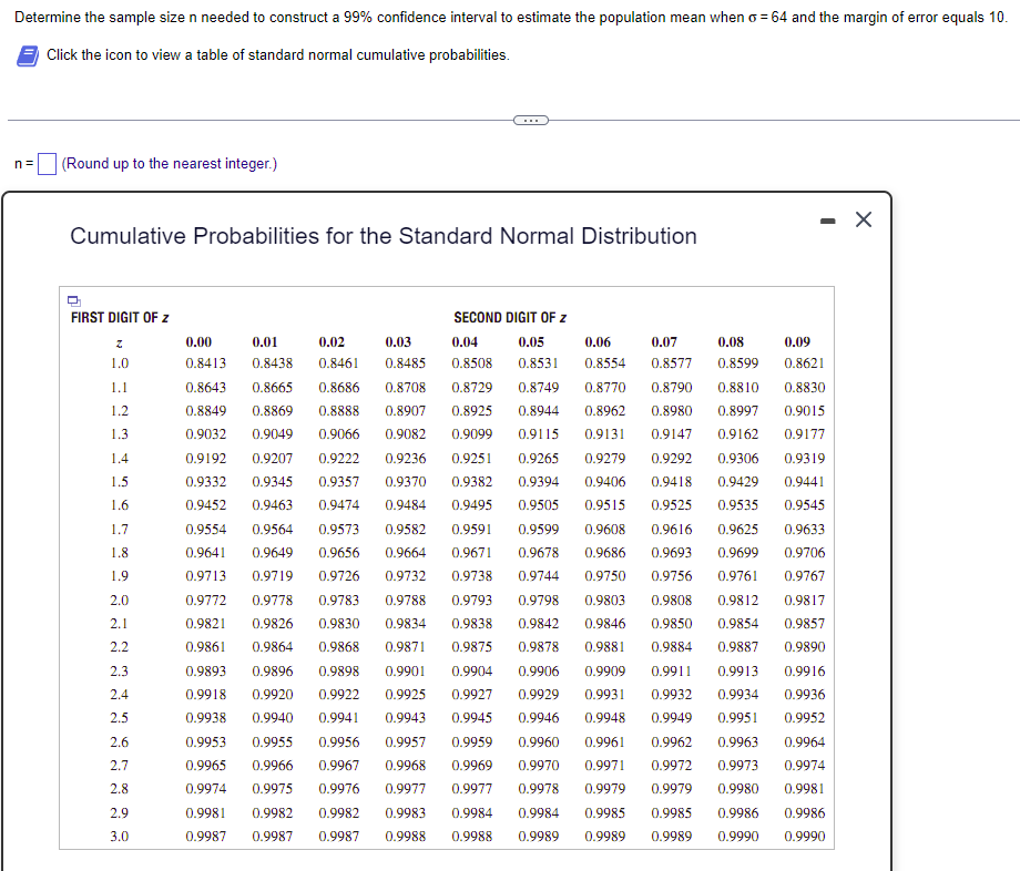Solved Determine the sample size n ﻿needed to construct a | Chegg.com