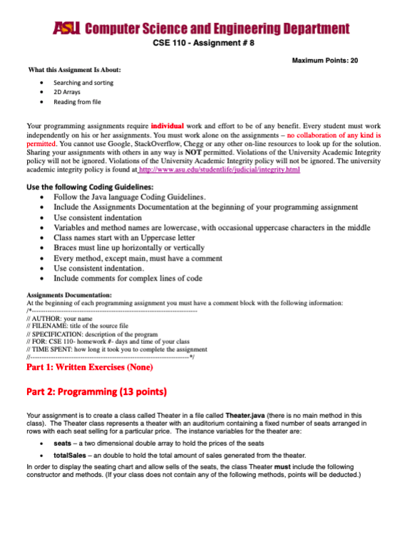ASU Computer Science and Engineering Department cSE | Chegg.com