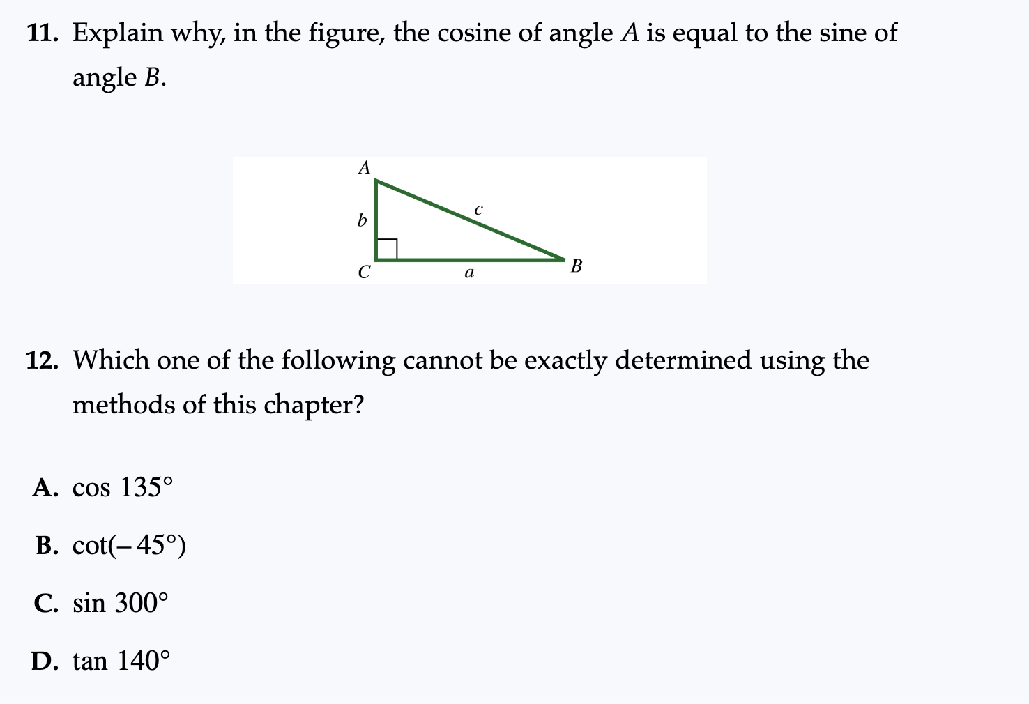 Solved Find exact values of the six trigonometric functions | Chegg.com
