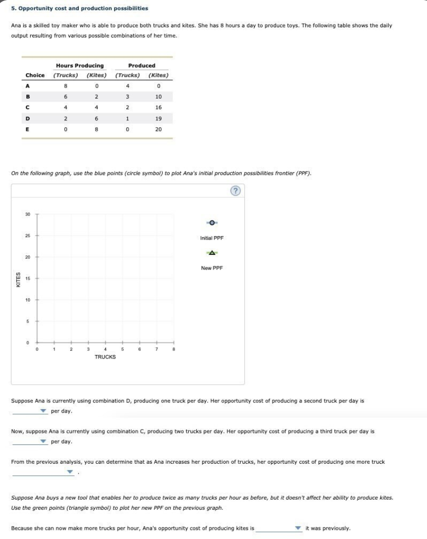 Solved 5. Opportunity cost and production possibilities Ana | Chegg.com