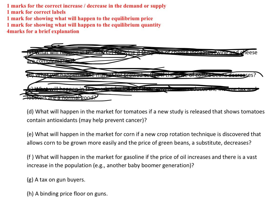 Solved 1 marks for the correct increase / decrease in the | Chegg.com