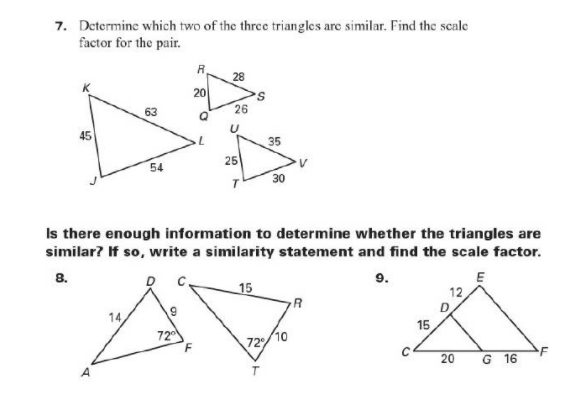 Solved 7. Determine which two of the three triangles are | Chegg.com