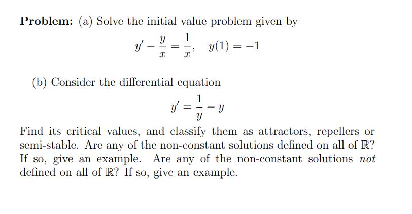 Problem: (a) Solve the initial value problem given by | Chegg.com