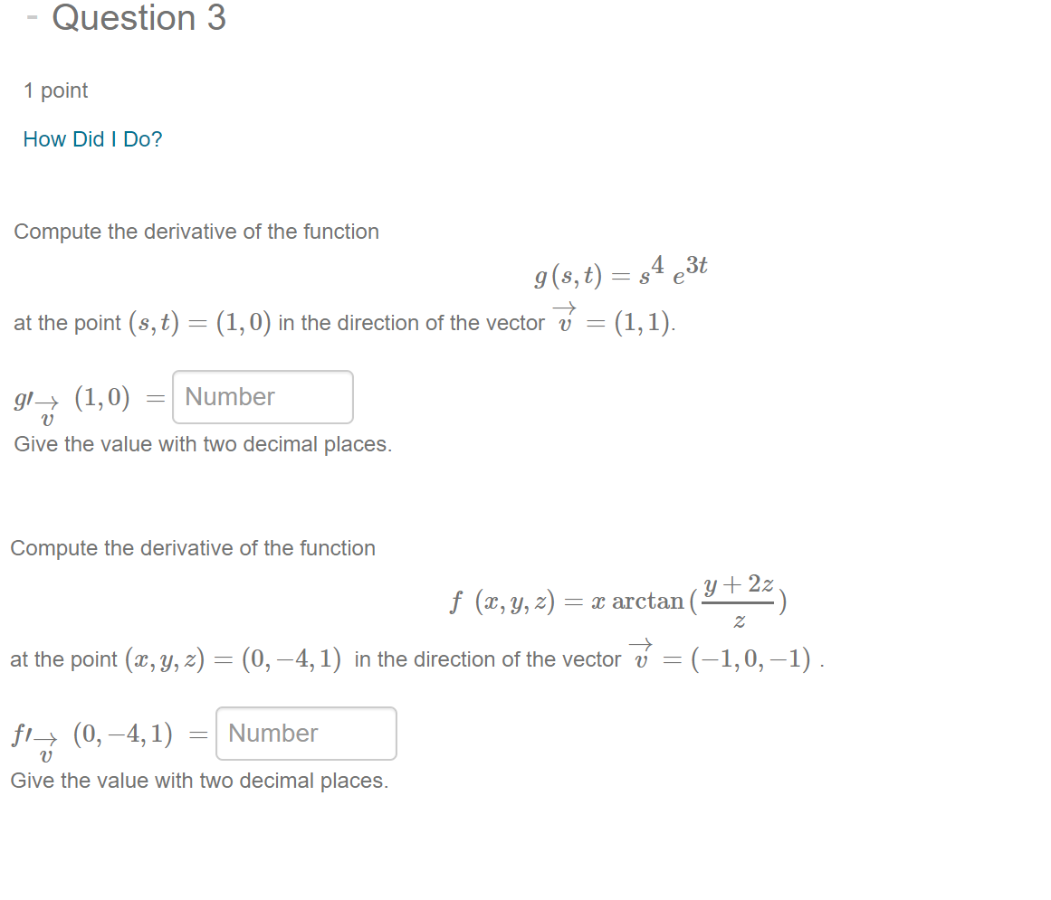 Solved - Question 3 1 point How Did I Do? Compute the | Chegg.com