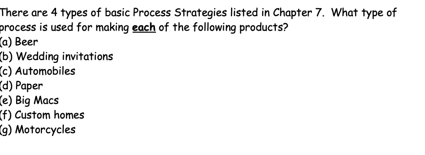 Solved There are 4 types of basic Process Strategies listed | Chegg.com