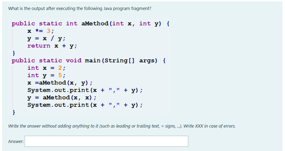 Solved What is the output after executing the following Java | Chegg.com