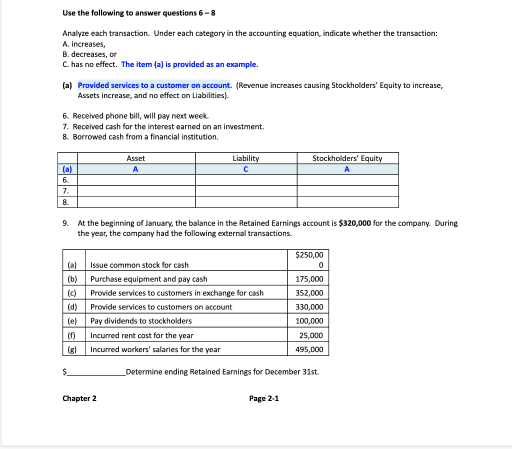 Solved Use the following to answer questions 6-8 Analyze | Chegg.com