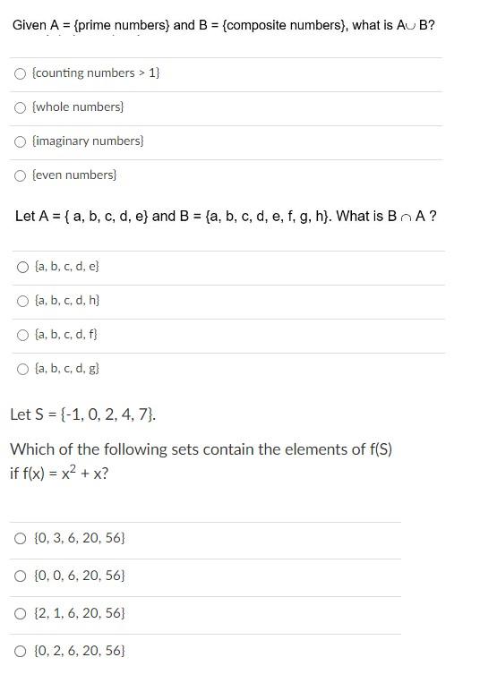 Solved Given A = {prime Numbers) And B = {composite | Chegg.com