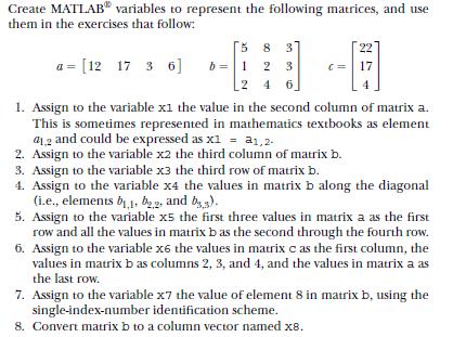 Solved Part 1. Matrix Manipulation Skills Working Chegg