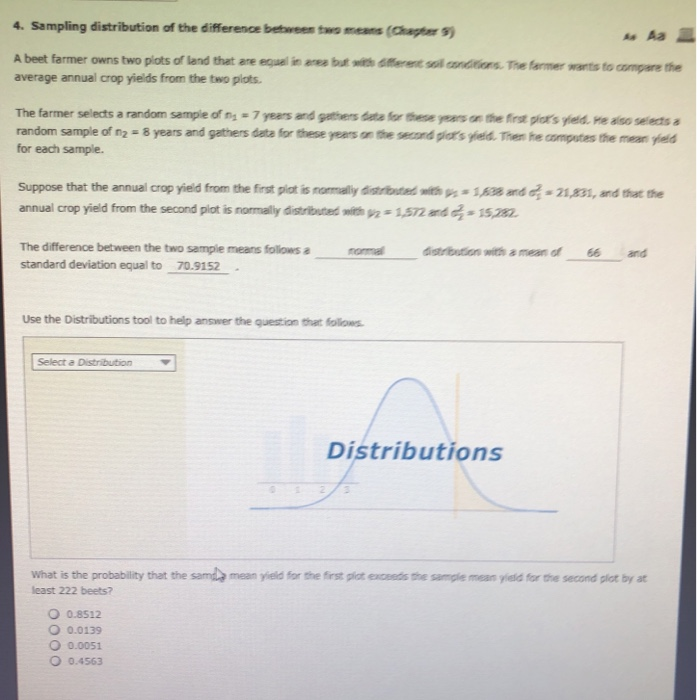 Solved Sampling distribution of the difference between two | Chegg.com