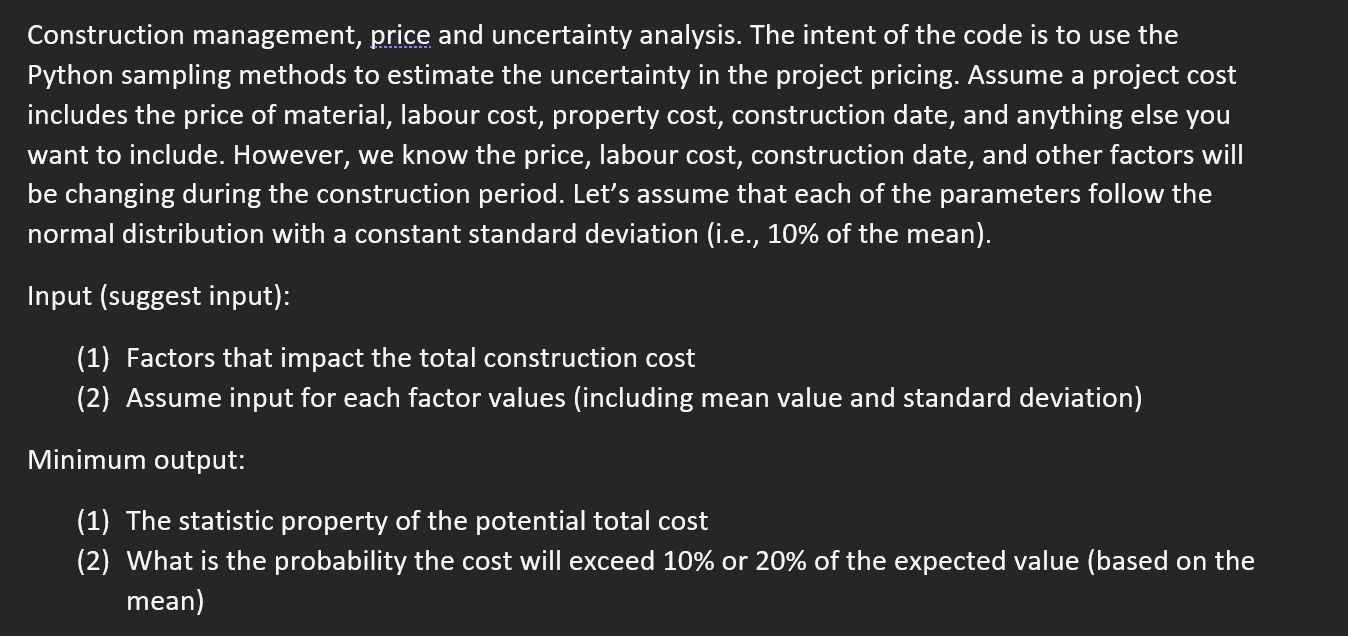 Solved Construction management, price and uncertainty | Chegg.com