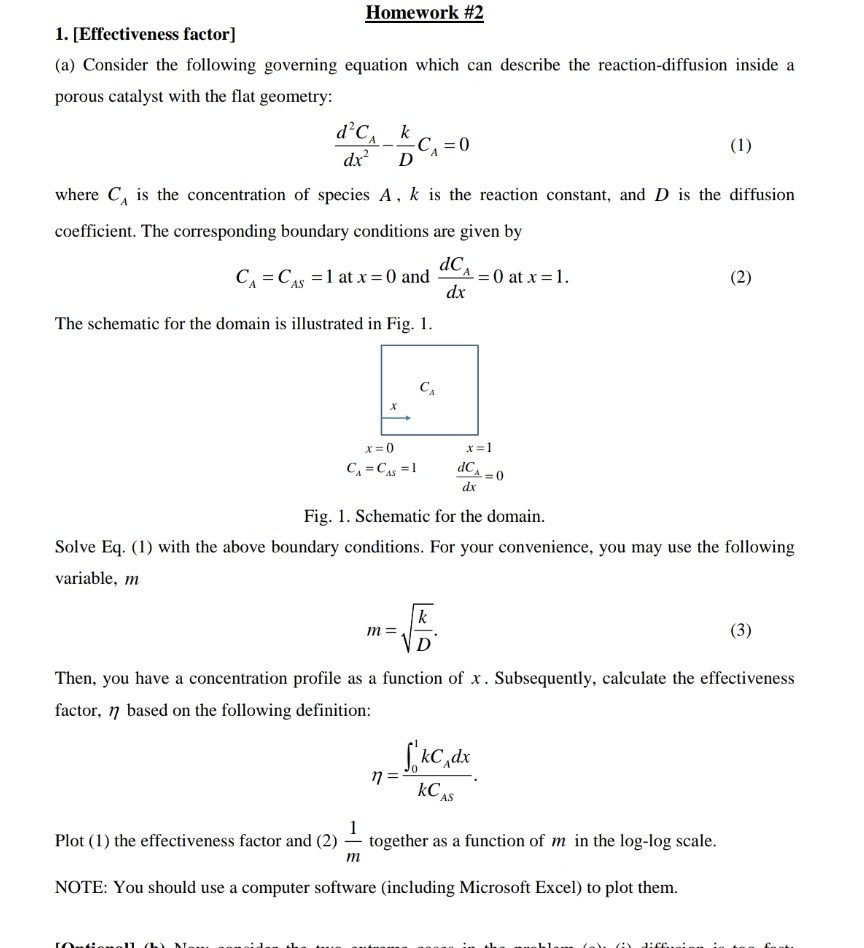 Homework #2 1. [Effectiveness factor] (a) Consider | Chegg.com