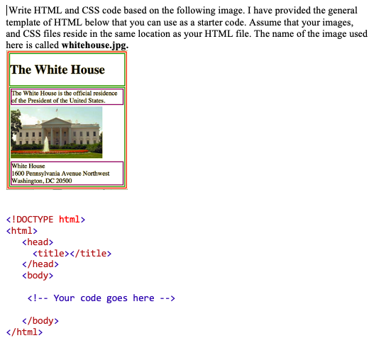 Solved Write HTML and CSS code based on the following image. | Chegg.com