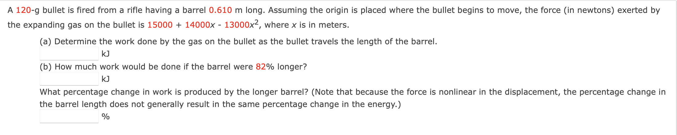 Solved A 120−g Bullet Is Fired From A Rifle Having A Barrel | Chegg.com