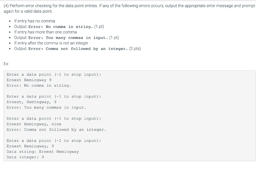 Solved (4) Perform error checking for the data point | Chegg.com
