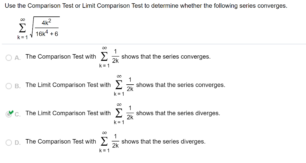 Solved Use The Comparison Test Or Limit Comparison Test To | Chegg.com