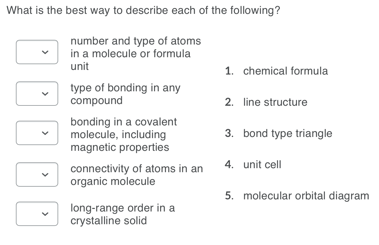 Solved What is the best way to describe each of the | Chegg.com