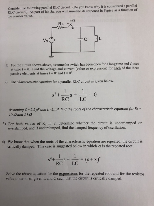 Solved Consider the following parallel RLC circuit. (Do you | Chegg.com