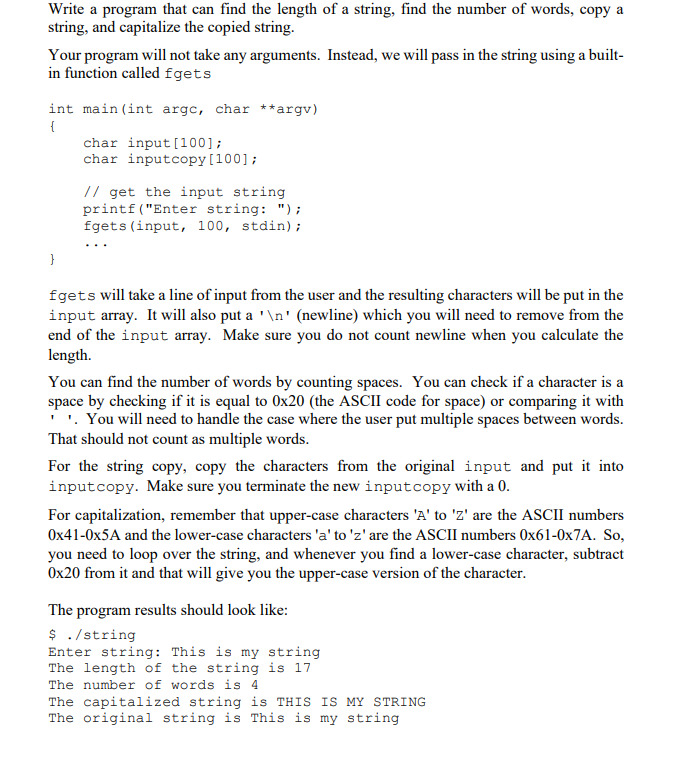 Solved Write a program that can find the length of a string, | Chegg.com