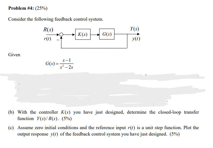 Solved Consider The Following Feedback Control System. Given | Chegg.com