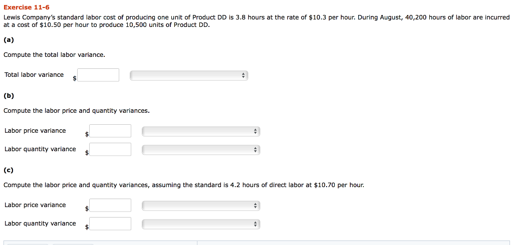 Solved Exercise 11-6 Lewis Company's Standard Labor Cost Of | Chegg.com