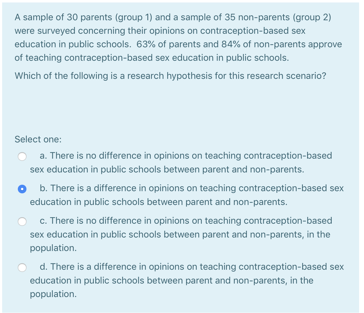 Solved A sample of 30 parents (group 1) and a sample of 35 | Chegg.com