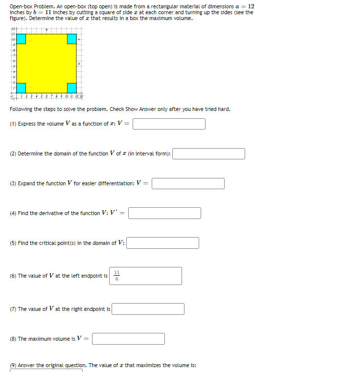 Solved Open-box Problem. An open-box (top open) is made from | Chegg.com