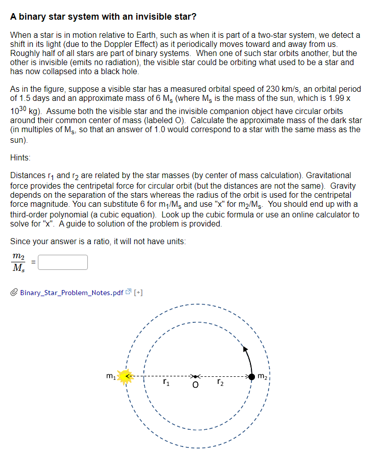Solved A binary star system with an invisible star? When a | Chegg.com