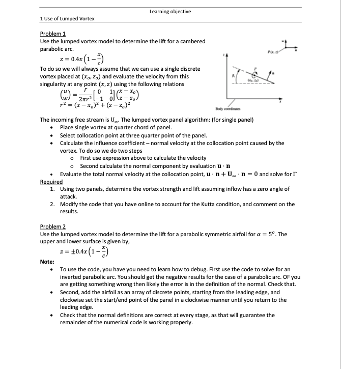 Problem 1 Use the lumped vortex model to determine | Chegg.com