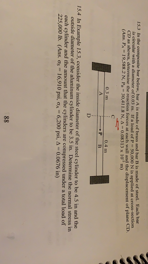 Solved 15.3 In the composite bar below, bar A is made of | Chegg.com