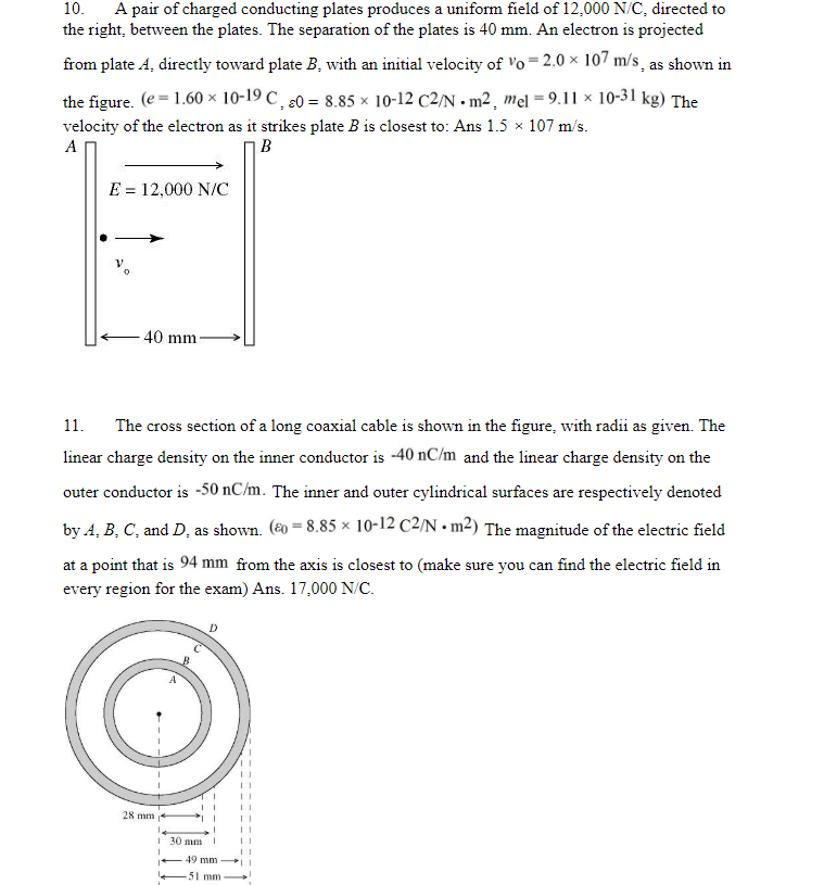 Solved 10. A pair of charged conducting plates produces a | Chegg.com