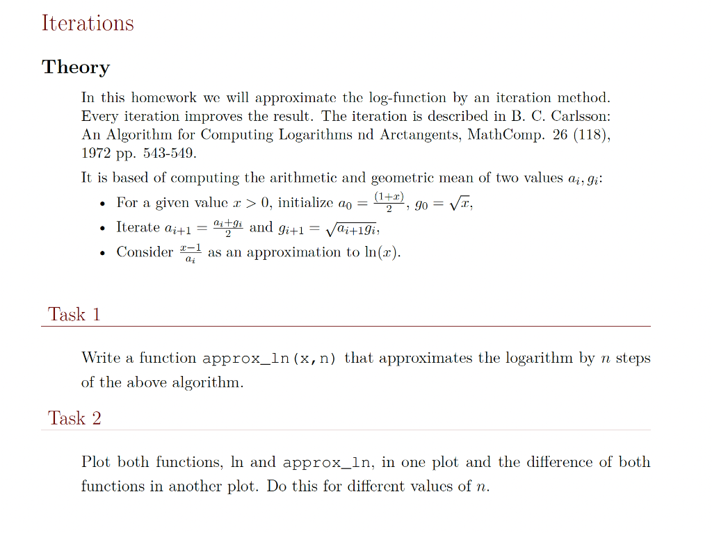 Solved Iterations Theory In this homework we will | Chegg.com