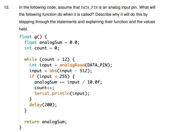 Solved In the following code, assume that DATA_PIN is an | Chegg.com