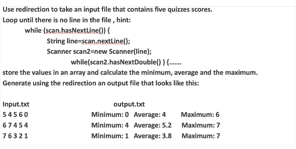Solved Use redirection to take an input file that contains | Chegg.com