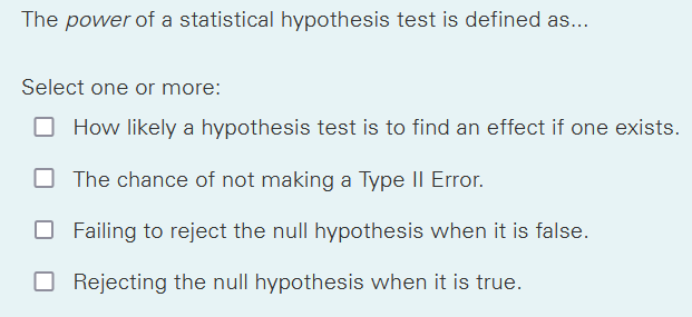statistical power of a hypothesis test