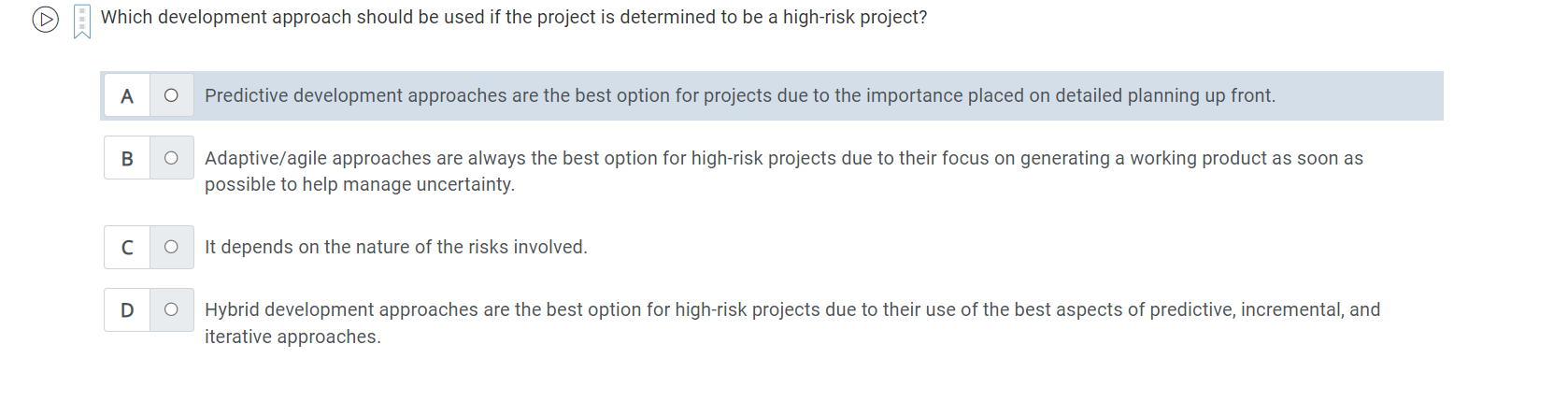 Solved why development approach APredictive development | Chegg.com