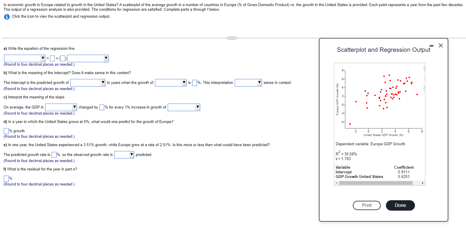 Solved The output of a regression analysis is also provided. | Chegg.com