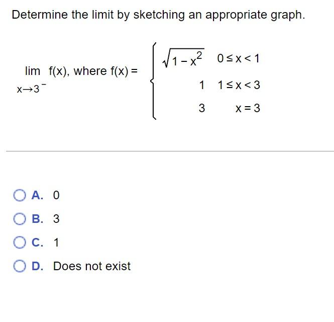 Solved Determine the limit by sketching an appropriate | Chegg.com