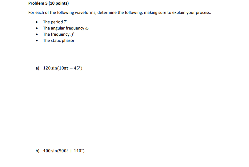 Solved Problem 5 (10 points) For each of the following | Chegg.com